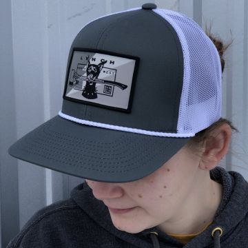 Pacific Headwear Graphite/White Trucker Hat - Snow Camo Dog Patch